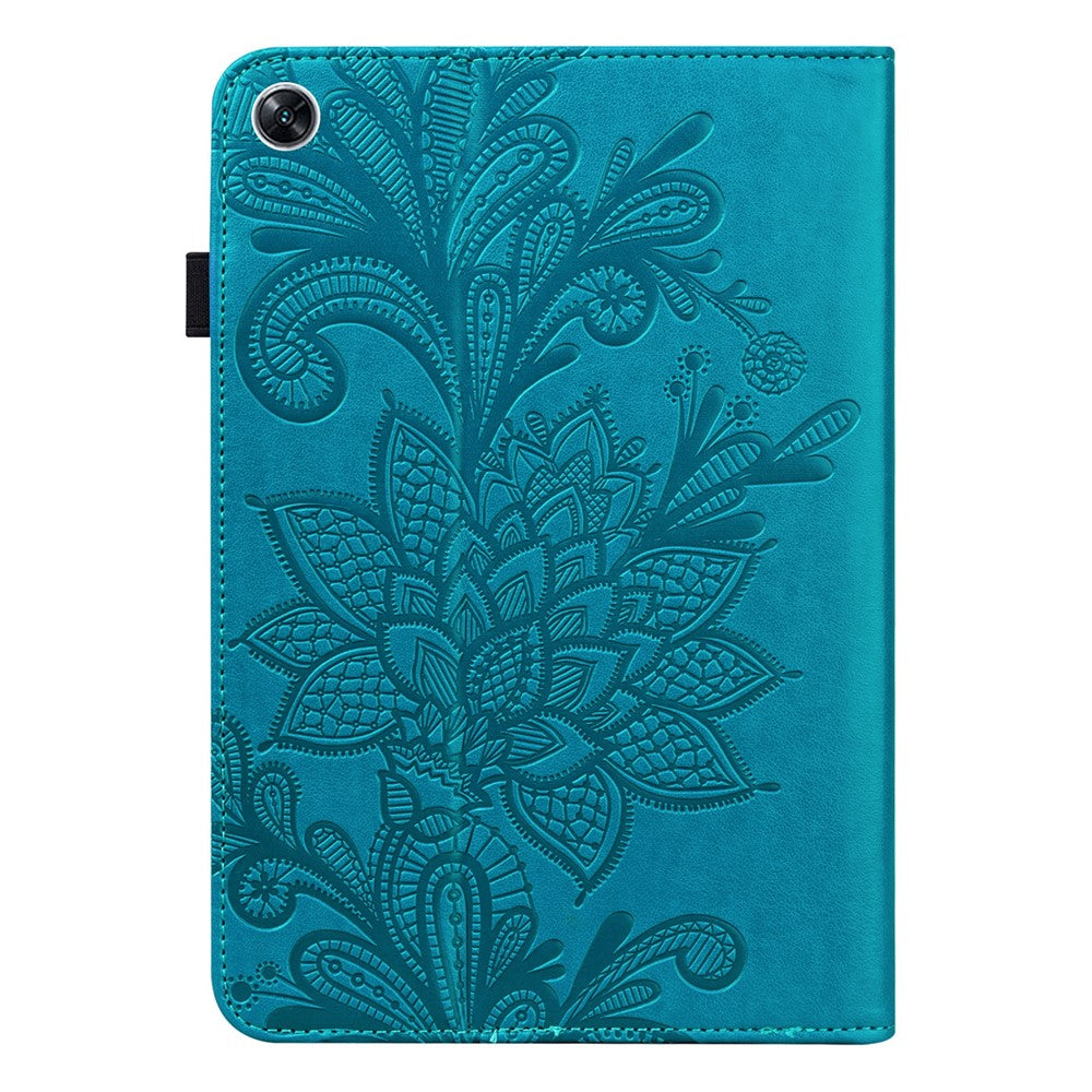 For Oppo Pad Air Flower Imprinting Tablet Protective Case PU Leather Shockproof Adjustable Stand Wallet Cover with Elastic Band