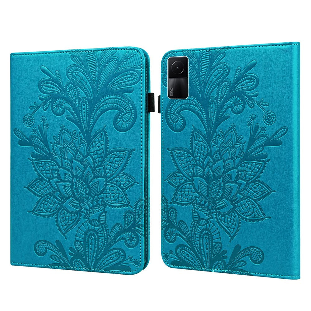 Flower Imprinting Tablet Cover for Xiaomi Redmi Pad, Supporting Stand Wallet PU Leather + Inner TPU Protective Case