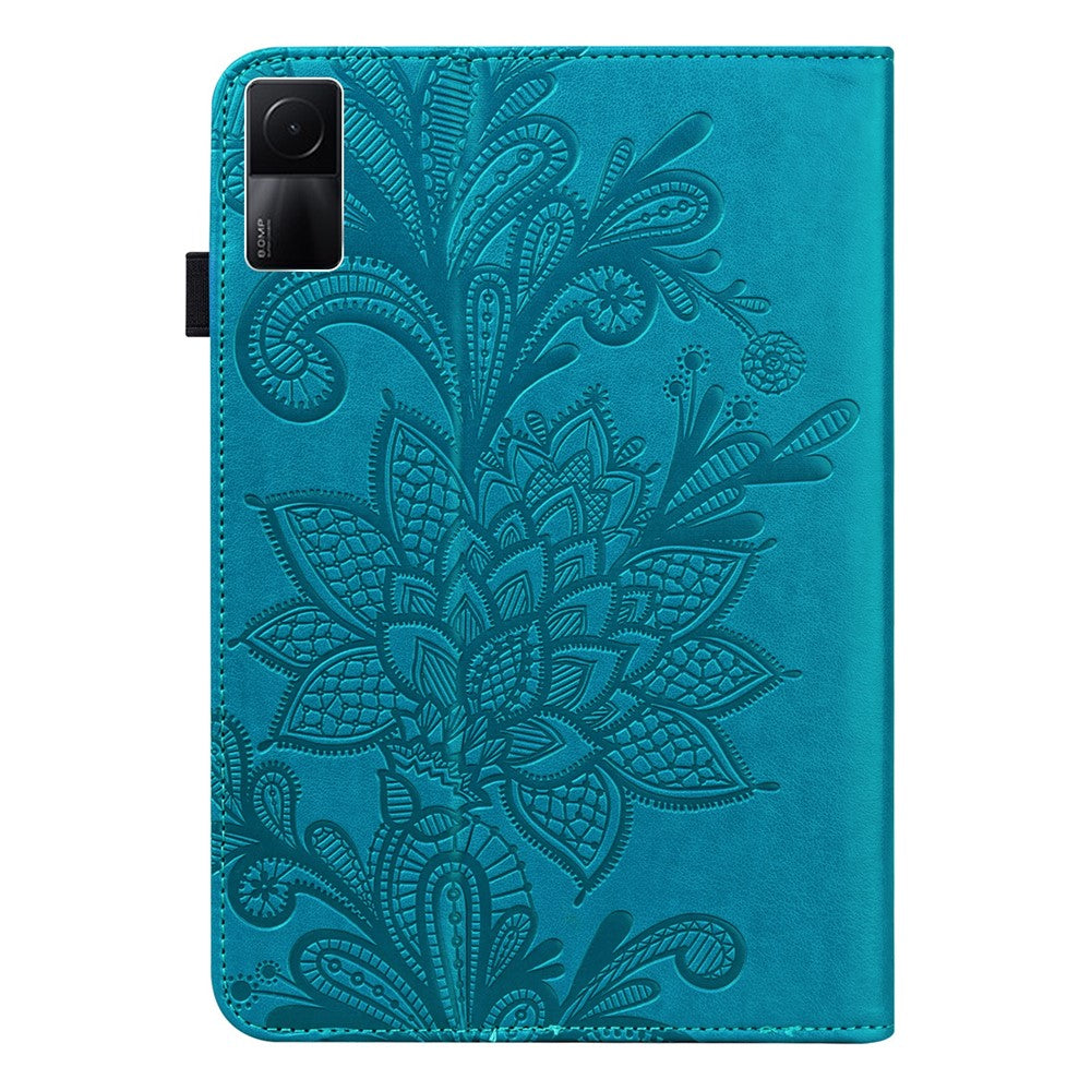 Flower Imprinting Tablet Cover for Xiaomi Redmi Pad, Supporting Stand Wallet PU Leather + Inner TPU Protective Case