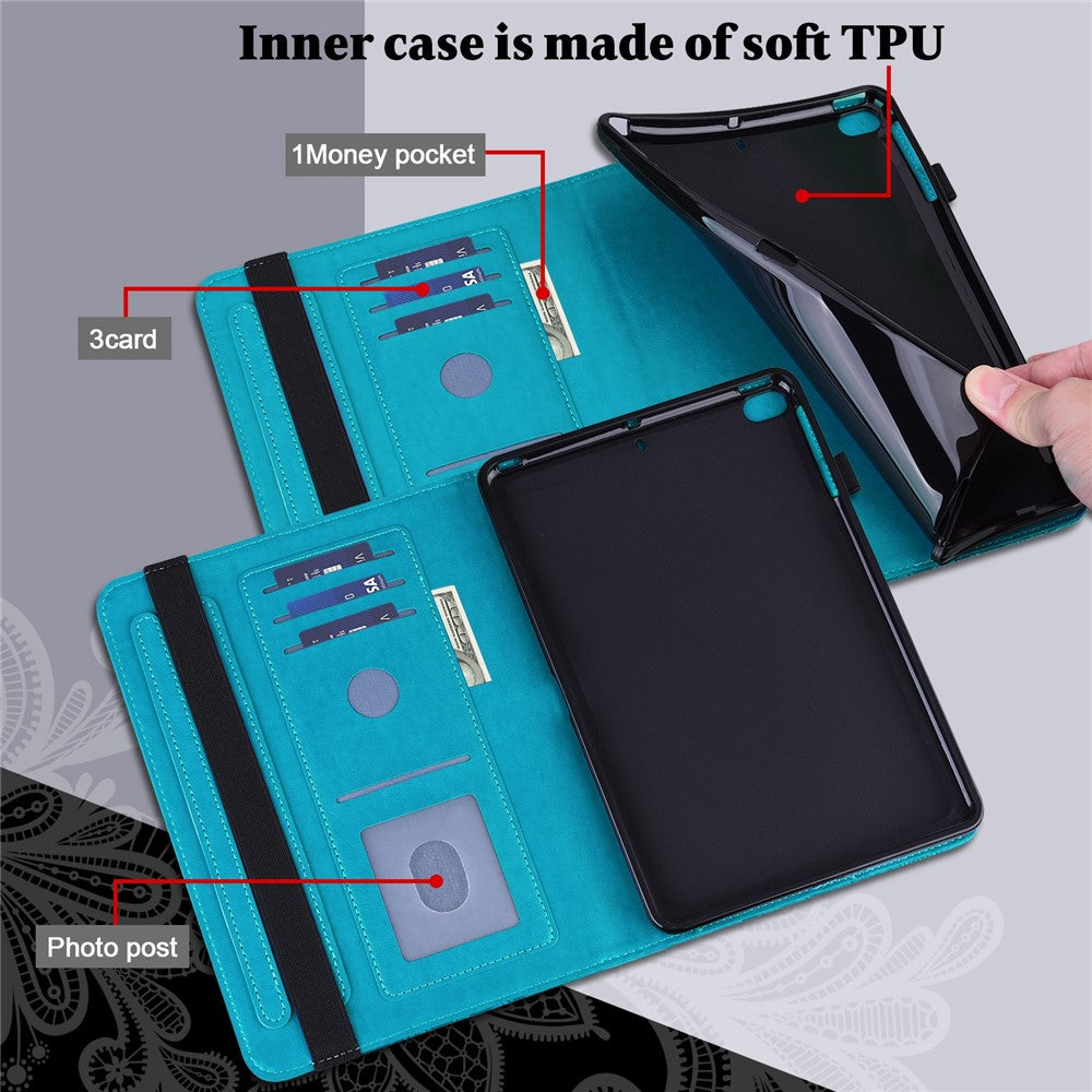 Flower Imprinting Tablet Cover for Xiaomi Redmi Pad, Supporting Stand Wallet PU Leather + Inner TPU Protective Case