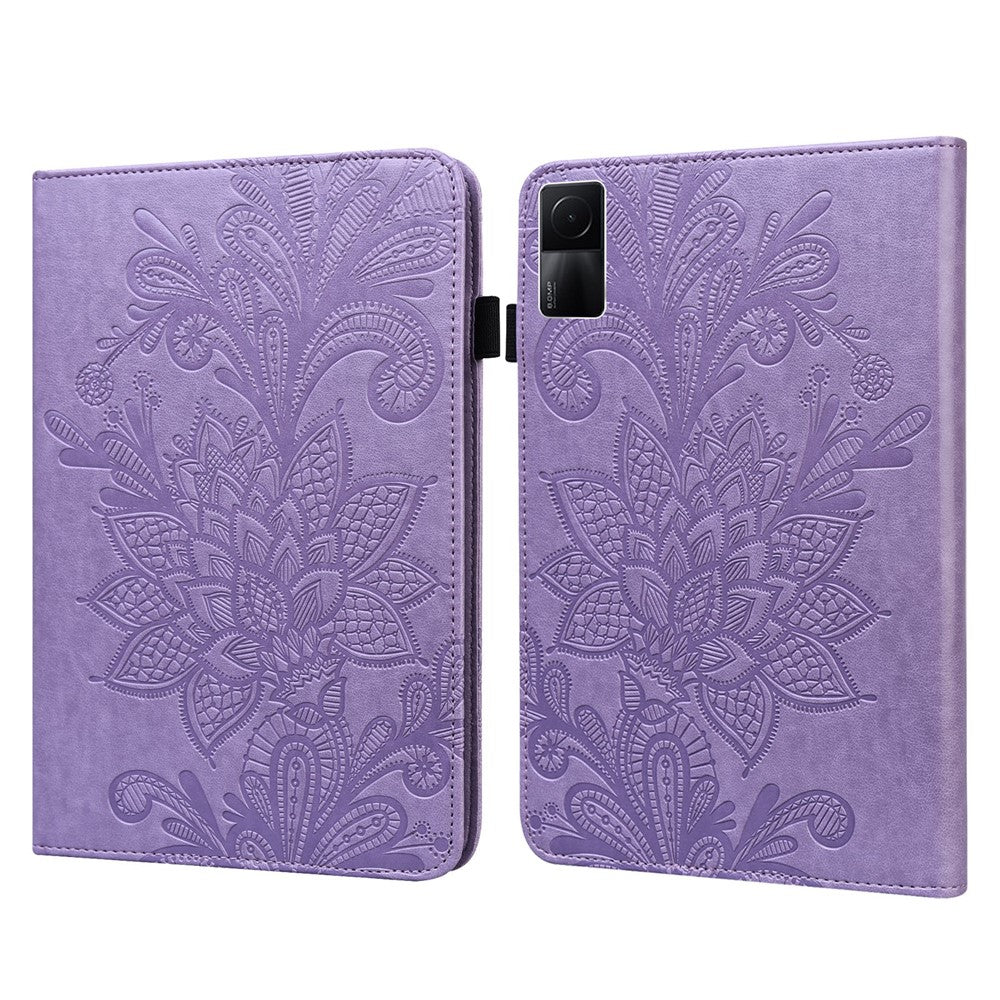 Flower Imprinting Tablet Cover for Xiaomi Redmi Pad, Supporting Stand Wallet PU Leather + Inner TPU Protective Case