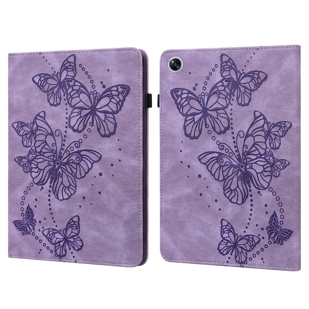For Oppo Pad Air PU Leather Card Holder Protective Cover Butterfly Imprinted Tablet Foldable Stand Case with Elastic Band