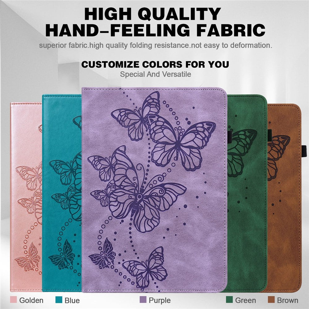 For Oppo Pad Air PU Leather Card Holder Protective Cover Butterfly Imprinted Tablet Foldable Stand Case with Elastic Band