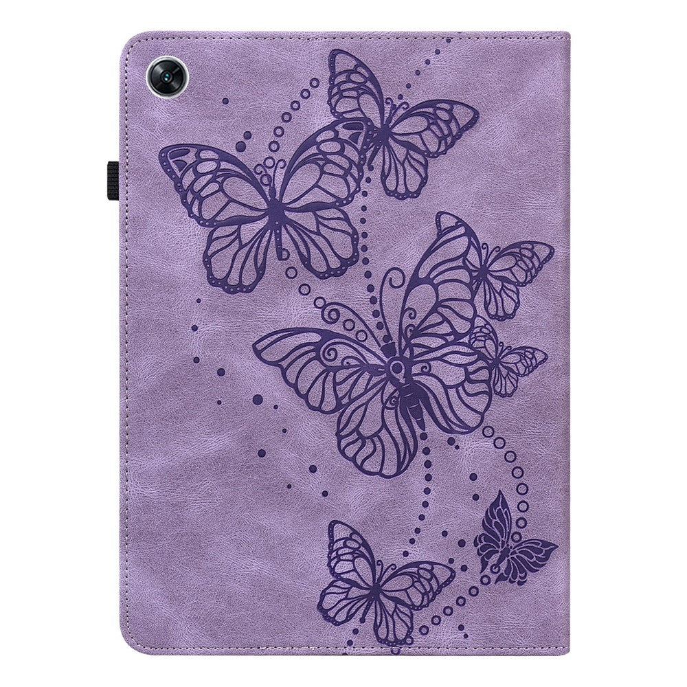 For Oppo Pad Air PU Leather Card Holder Protective Cover Butterfly Imprinted Tablet Foldable Stand Case with Elastic Band