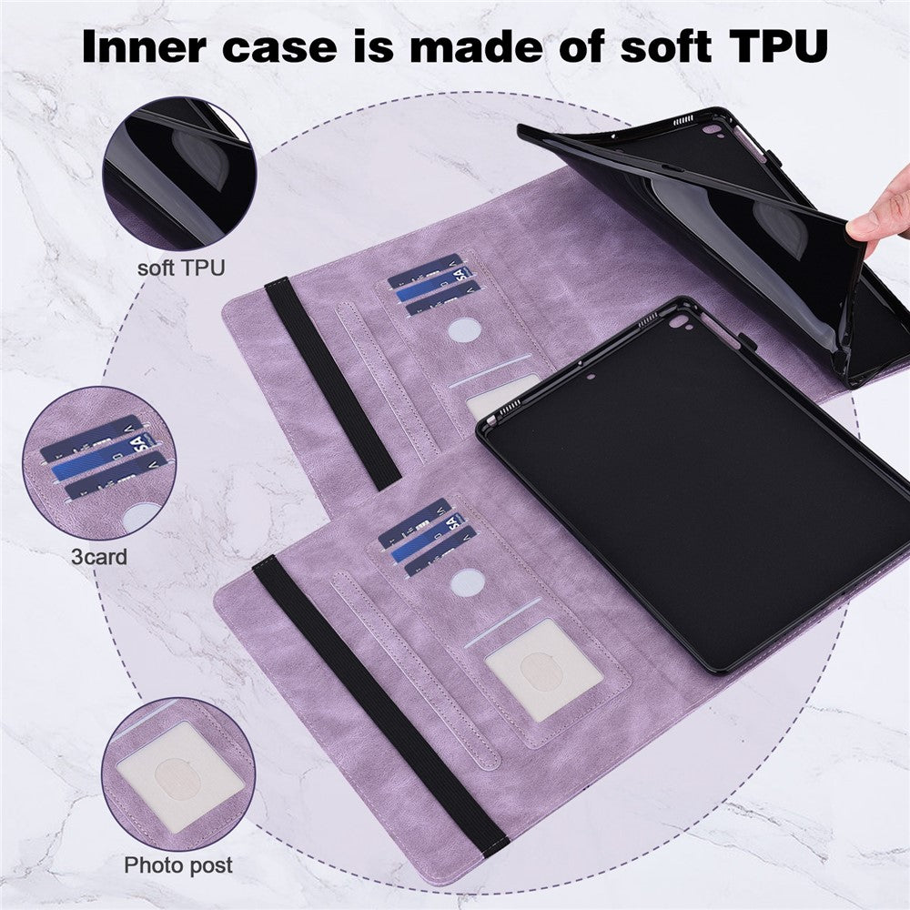 For Oppo Pad Air PU Leather Card Holder Protective Cover Butterfly Imprinted Tablet Foldable Stand Case with Elastic Band