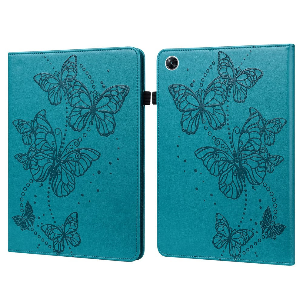 For Oppo Pad Air PU Leather Card Holder Protective Cover Butterfly Imprinted Tablet Foldable Stand Case with Elastic Band
