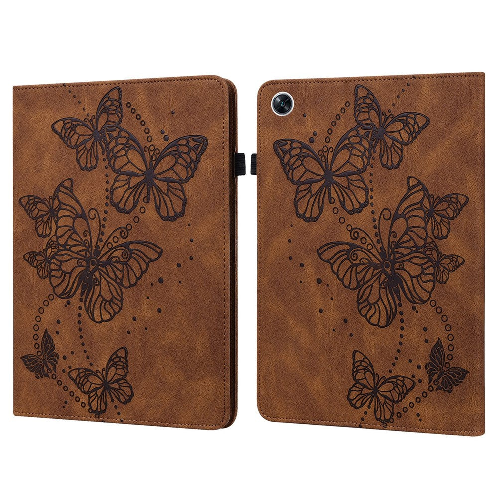 For Oppo Pad Air PU Leather Card Holder Protective Cover Butterfly Imprinted Tablet Foldable Stand Case with Elastic Band