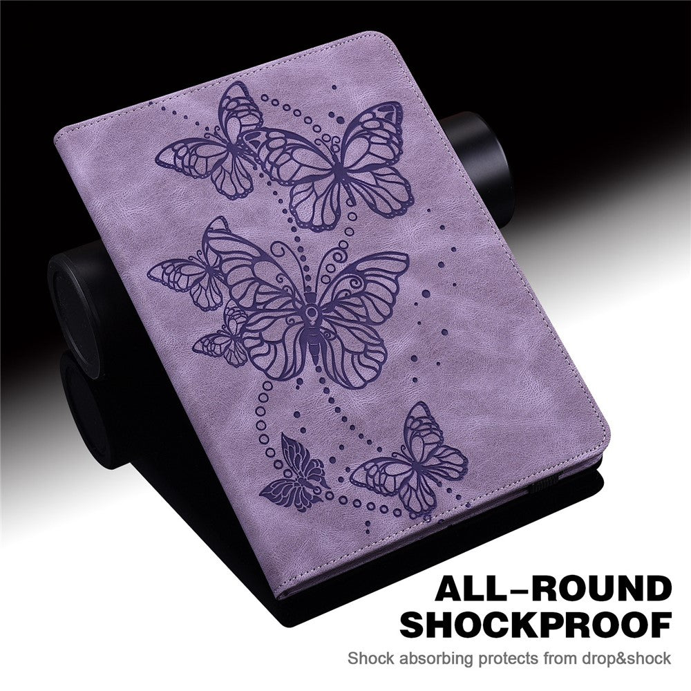For Lenovo Tab M10 (Gen 3) TB-328FU / TB-328XU PU Leather Drop-proof Tablet Cover Butterfly Imprinted Foldable Stand Card Holder Shell with Elastic Band
