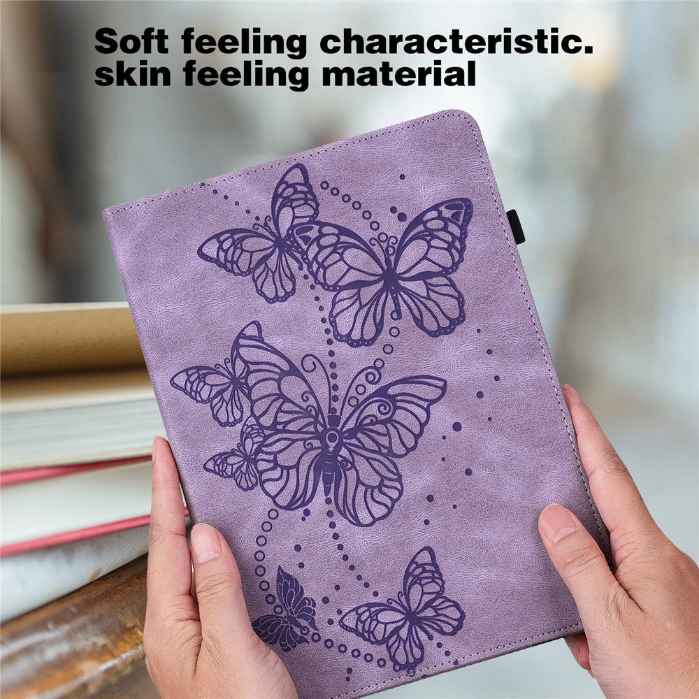 For Xiaomi Redmi Pad Butterfly Imprinted PU Leather Card Holder Protective Cover Foldable Stand Anti-drop Case with Elastic Band