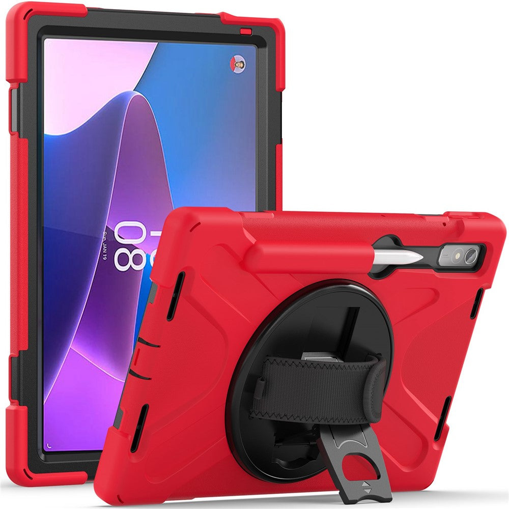 Lenovo Tab P11 Pro Gen 2 / Tab P11 Pro 2022 Stöd PC + Silikon Surfplatta Skal 360 Graders Rotation Handrem Stötsäkert Robust Skyddsfodral