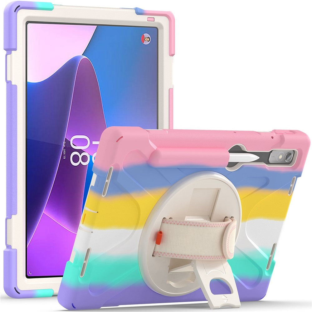 Lenovo Tab P11 Pro Gen 2 / Tab P11 Pro 2022 Stöd PC + Silikon Surfplatta Skal 360 Graders Rotation Handrem Stötsäkert Robust Skyddsfodral