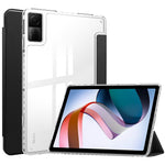 For Xiaomi Redmi Pad Trifold Stand PU Leather Tablet Case Anti-drop Transparent TPU Back Cover