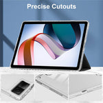 For Xiaomi Redmi Pad Trifold Stand PU Leather Tablet Case Anti-drop Transparent TPU Back Cover