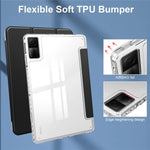 For Xiaomi Redmi Pad Trifold Stand PU Leather Tablet Case Anti-drop Transparent TPU Back Cover