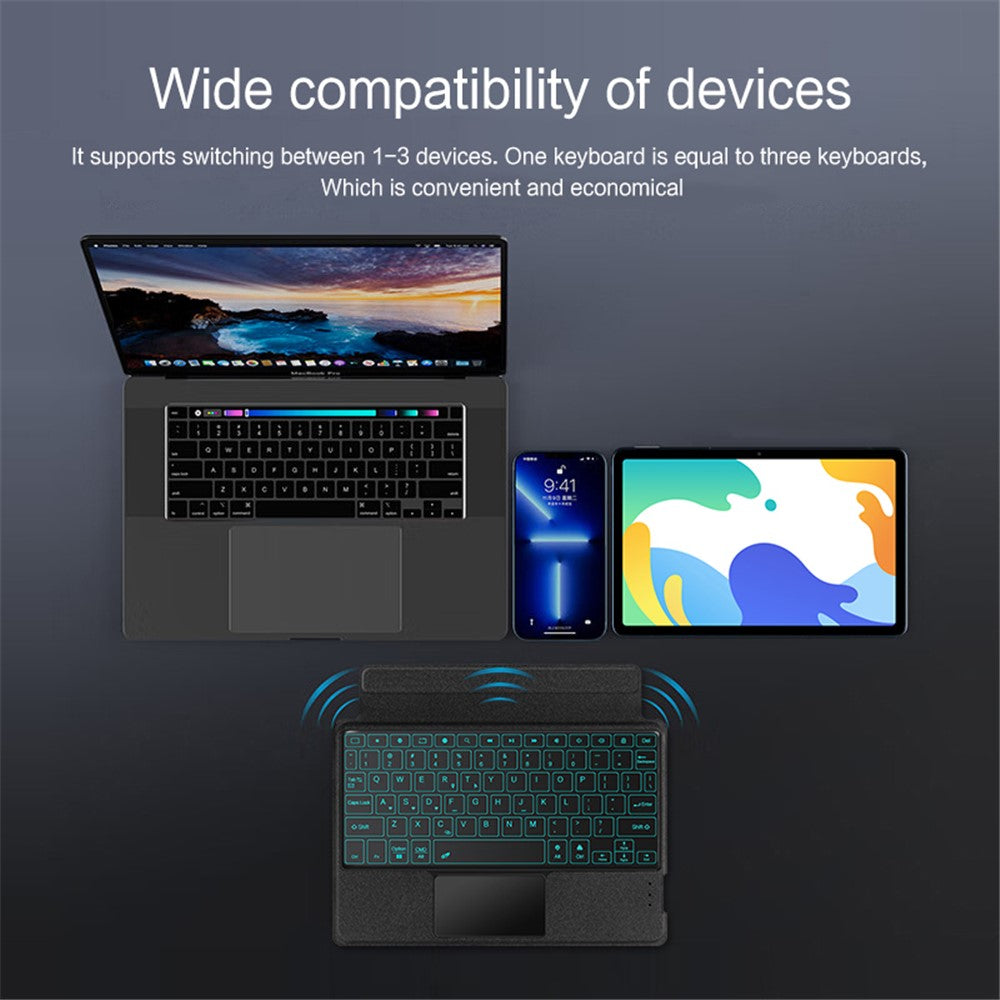 For Huawei MatePad 10.4 (2020) / (2022) Leather Case + Bluetooth-compatible Keyboard with Backlight Trackpad