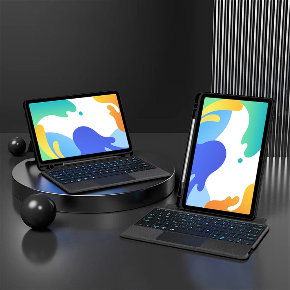 For Huawei MatePad 10.4 (2020) / (2022) Leather Case + Bluetooth-compatible Keyboard with Backlight Trackpad
