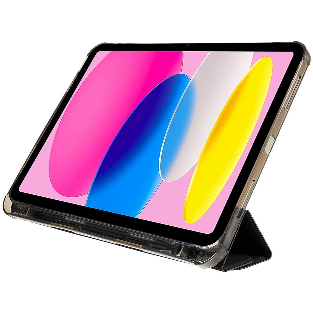 For iPad (2025) / 10.9 (2022) Origami Stand Auto Wake/Sleep Cover PU Leather + TPU Tablet Case with Pencil Holder