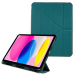 For iPad (2025) / 10.9 (2022) Origami Stand Auto Wake/Sleep Cover PU Leather + TPU Tablet Case with Pencil Holder