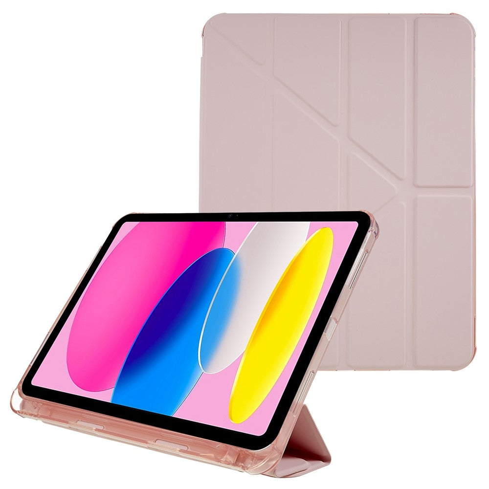 For iPad (2025) / 10.9 (2022) Origami Stand Auto Wake/Sleep Cover PU Leather + TPU Tablet Case with Pencil Holder