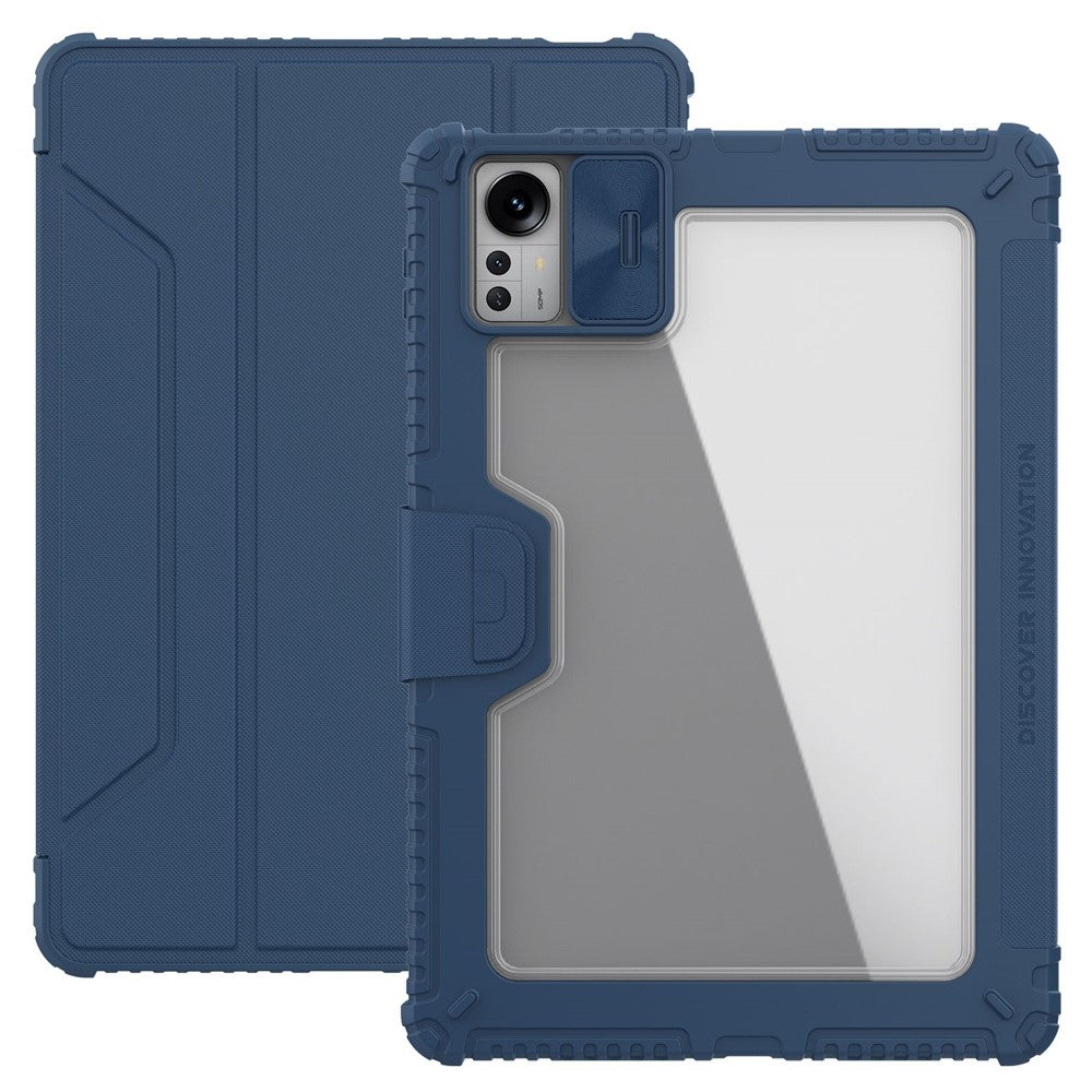 NILLKIN Bumper Leather Case Pro for Xiaomi Pad 5 Pro 12.4 (2022) Protective Case PU Leather Auto Wake / Sleep Tablet Case with Slide Camera Cover / Trifold Stand