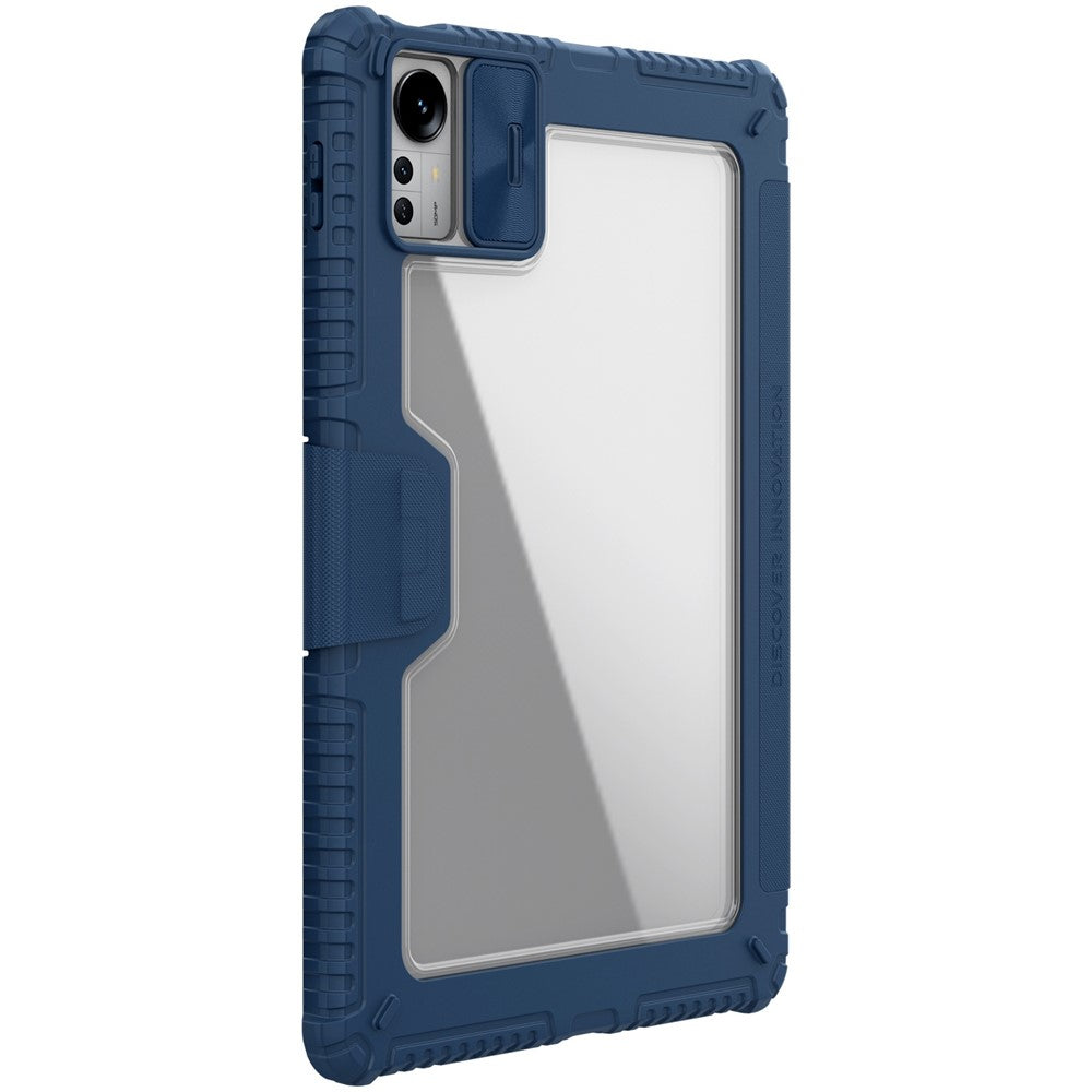 NILLKIN Bumper Leather Case Pro for Xiaomi Pad 5 Pro 12.4 (2022) Protective Case PU Leather Auto Wake / Sleep Tablet Case with Slide Camera Cover / Trifold Stand