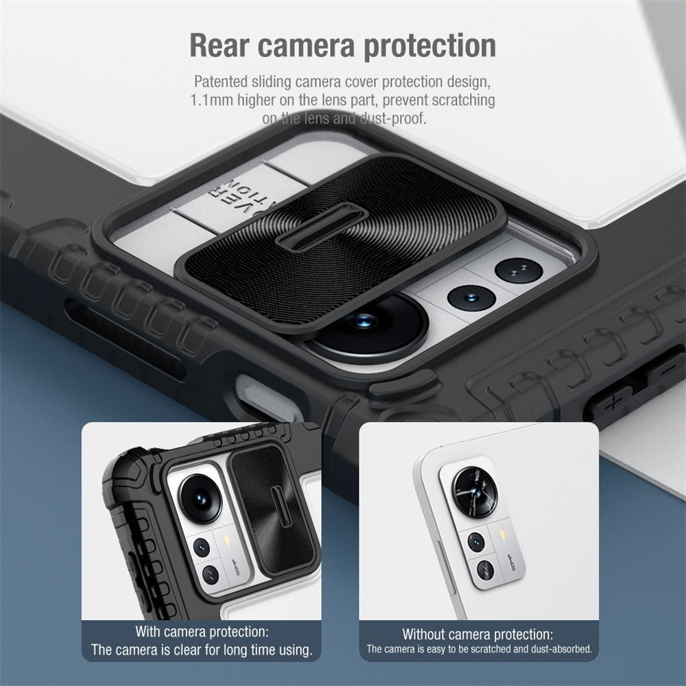 NILLKIN Bumper Leather Case Pro for Xiaomi Pad 5 Pro 12.4 (2022) Protective Case PU Leather Auto Wake / Sleep Tablet Case with Slide Camera Cover / Trifold Stand