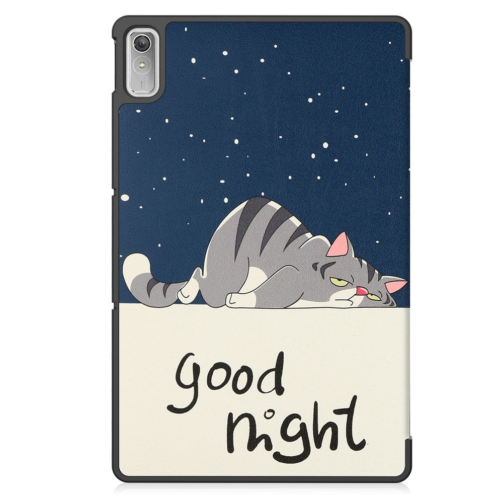For Lenovo Tab P11 Gen 2 Tri-fold Stand PU Leather Anti-drop Cover Pattern Printing Auto Wake / Sleep Tablet Protective Case