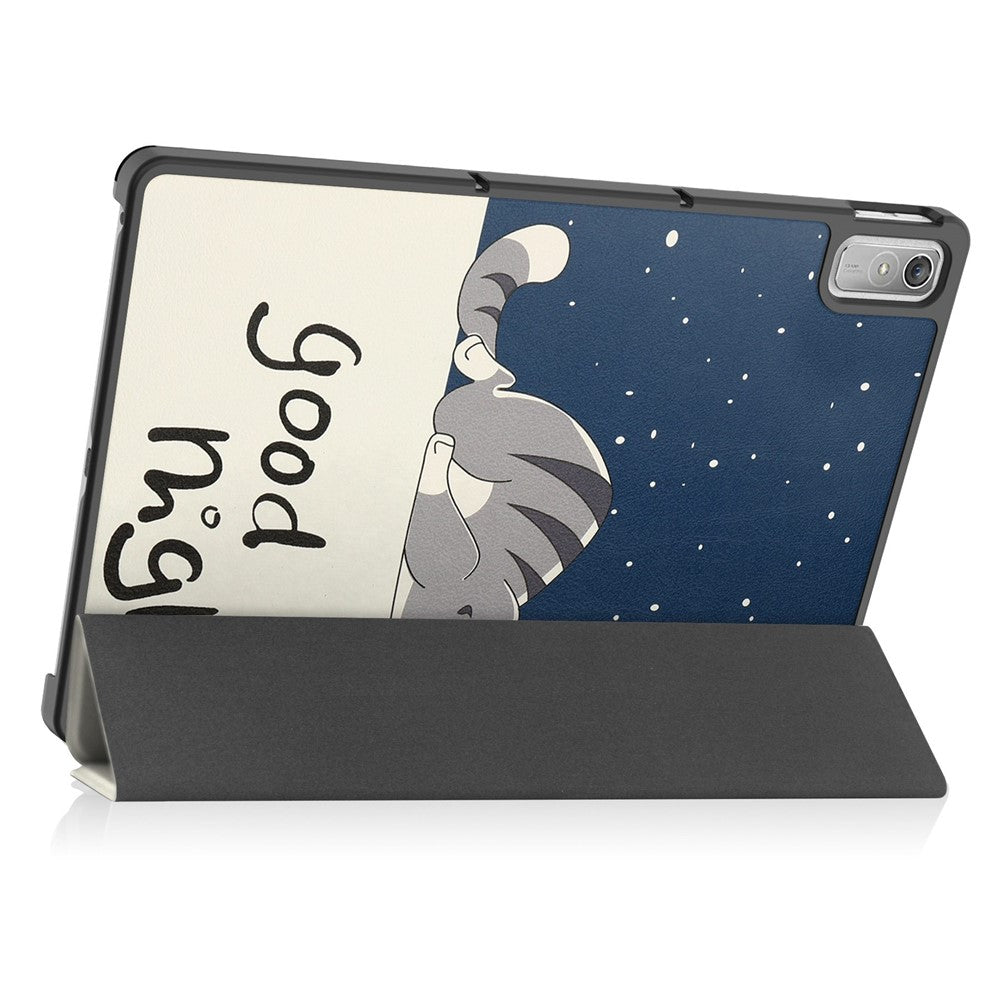 For Lenovo Tab P11 Gen 2 Tri-fold Stand PU Leather Anti-drop Cover Pattern Printing Auto Wake / Sleep Tablet Protective Case