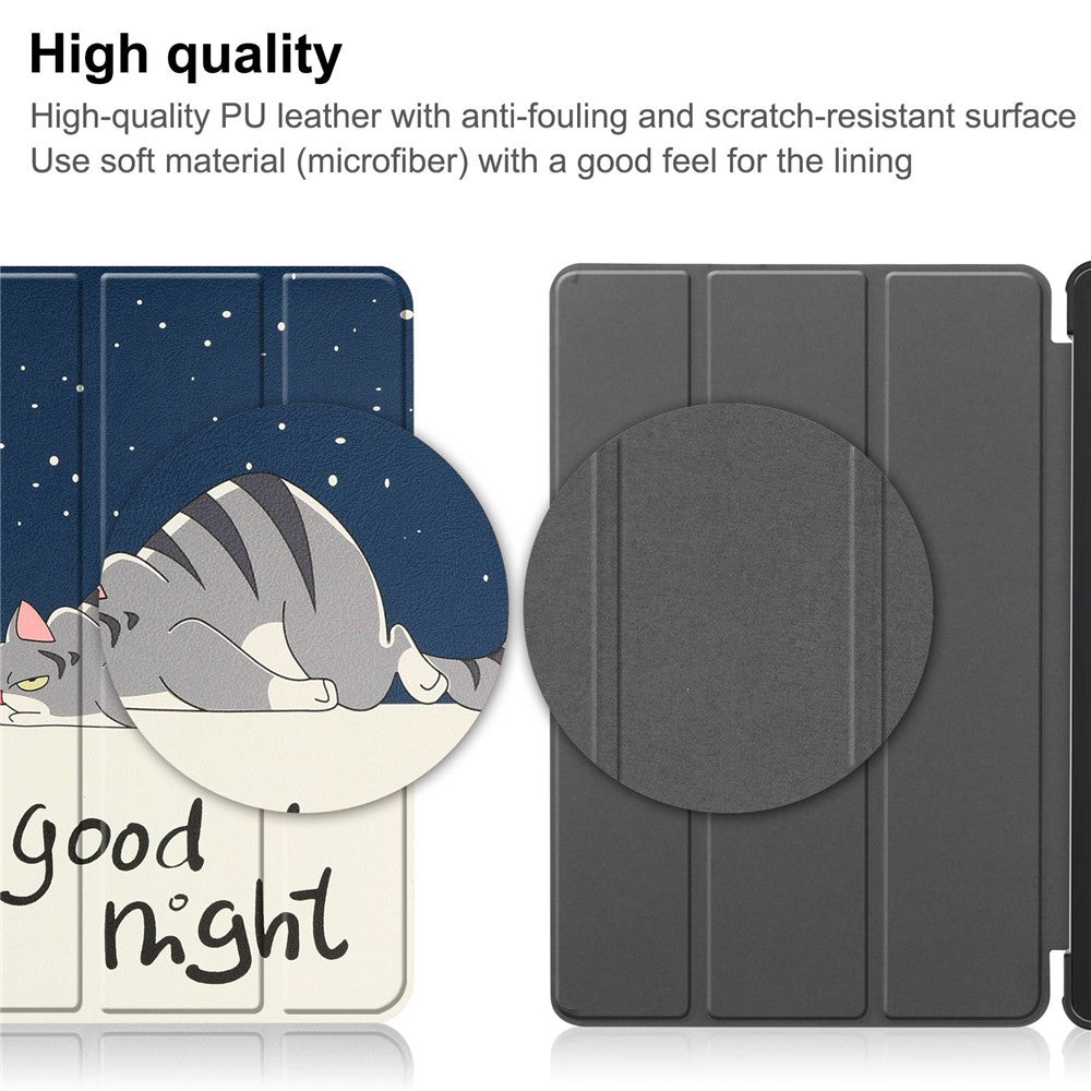 For Lenovo Tab P11 Gen 2 Tri-fold Stand PU Leather Anti-drop Cover Pattern Printing Auto Wake / Sleep Tablet Protective Case