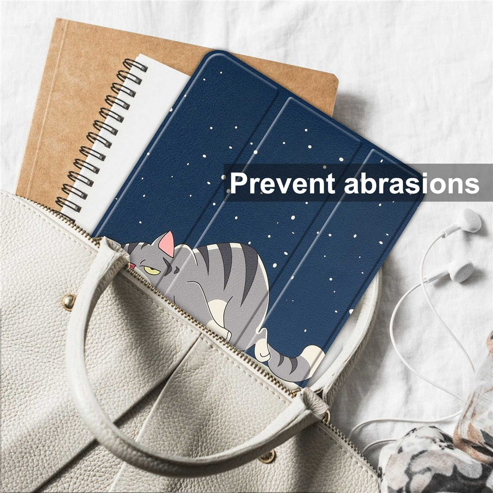 For Lenovo Tab P11 Gen 2 Tri-fold Stand PU Leather Anti-drop Cover Pattern Printing Auto Wake / Sleep Tablet Protective Case