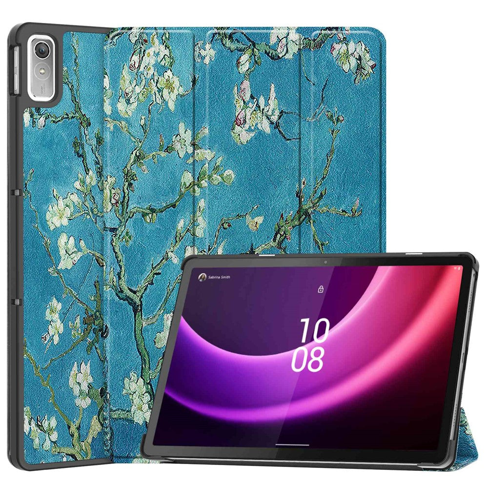 For Lenovo Tab P11 Gen 2 Tri-fold Stand PU Leather Anti-drop Cover Pattern Printing Auto Wake / Sleep Tablet Protective Case
