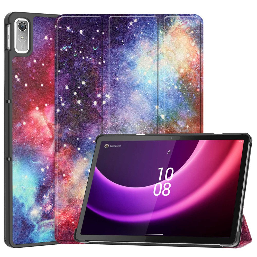 For Lenovo Tab P11 Gen 2 Tri-fold Stand PU Leather Anti-drop Cover Pattern Printing Auto Wake / Sleep Tablet Protective Case