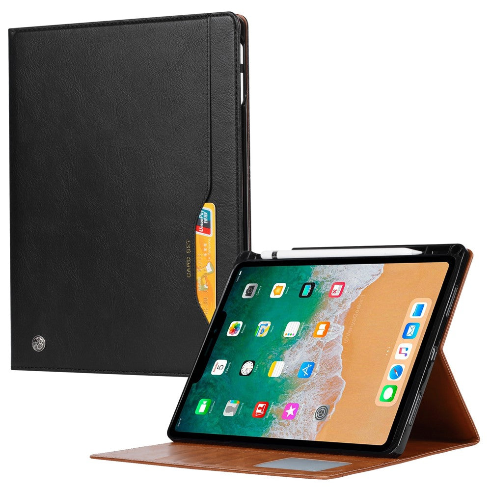Til iPad (2025) / 10.9 (2022) Udvendig Kortplads Design PU-Læder Tabletcover Sammenfoldelig Stand Pung Penneholder Cover med Auto Wake / Sleep