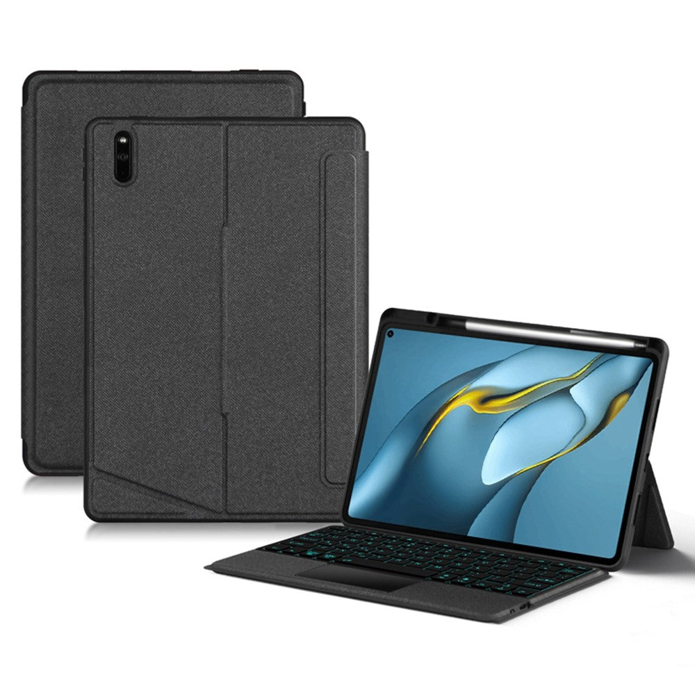 For Huawei MatePad Pro 10.8 (2019) / (2021) Leather Case + Bluetooth-compatible Keyboard with Backlight Trackpad