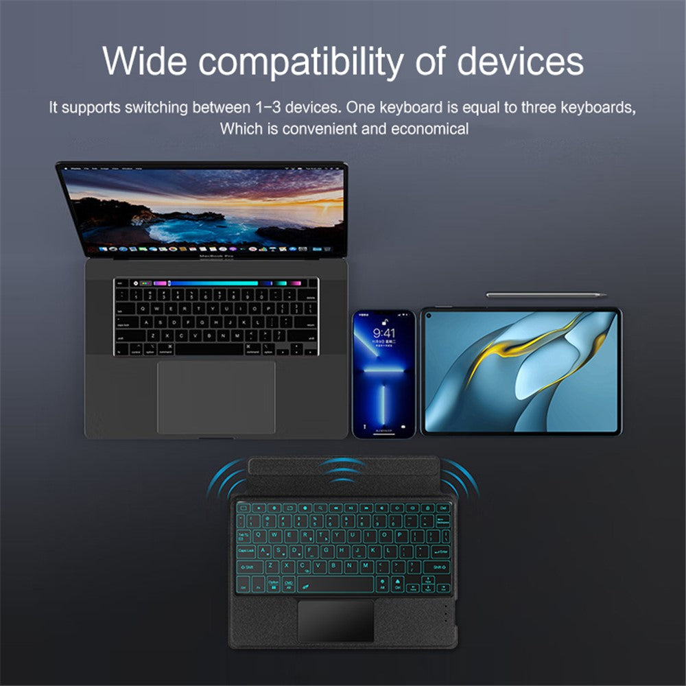 For Huawei MatePad Pro 10.8 (2019) / (2021) Leather Case + Bluetooth-compatible Keyboard with Backlight Trackpad