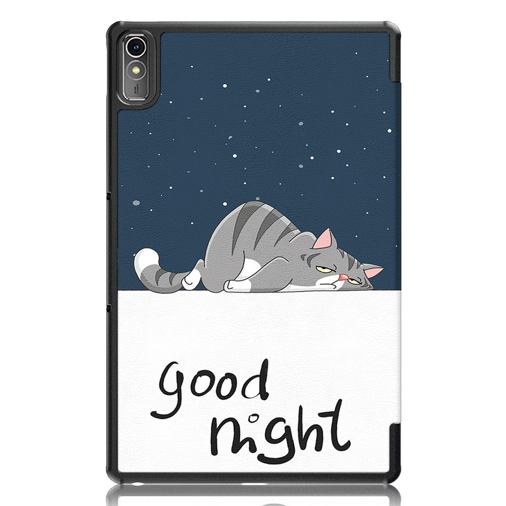 For Lenovo Tab P11 Gen 2 Pattern Printing PU Leather Protective Cover Trifold Stand Smart Tablet Case with Auto Wake  /  Sleep