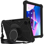 For Lenovo Tab M10 Plus (3rd Gen) / Xiaoxin Pad 2022 10.6 inch Spider Web Texture Shockproof EVA Case 360 Degree Rotation Kickstand Anti-scratch Cover with Shoulder Strap