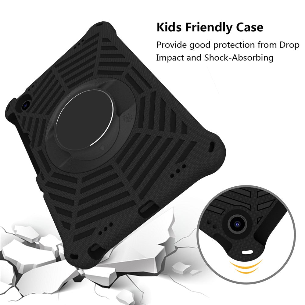 For Lenovo Tab M10 Plus (3rd Gen) / Xiaoxin Pad 2022 10.6 inch Spider Web Texture Shockproof EVA Case 360 Degree Rotation Kickstand Anti-scratch Cover with Shoulder Strap