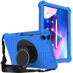 For Lenovo Tab M10 Plus (3rd Gen) / Xiaoxin Pad 2022 10.6 inch Spider Web Texture Shockproof EVA Case 360 Degree Rotation Kickstand Anti-scratch Cover with Shoulder Strap