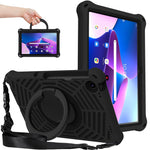 For Lenovo Tab M10 Plus (3rd Gen) / Xiaoxin Pad 2022 10.6 inch Shockproof Spider Web Texture Tablet Cover Kickstand Hand Grip Tablet Case with Shoulder Strap