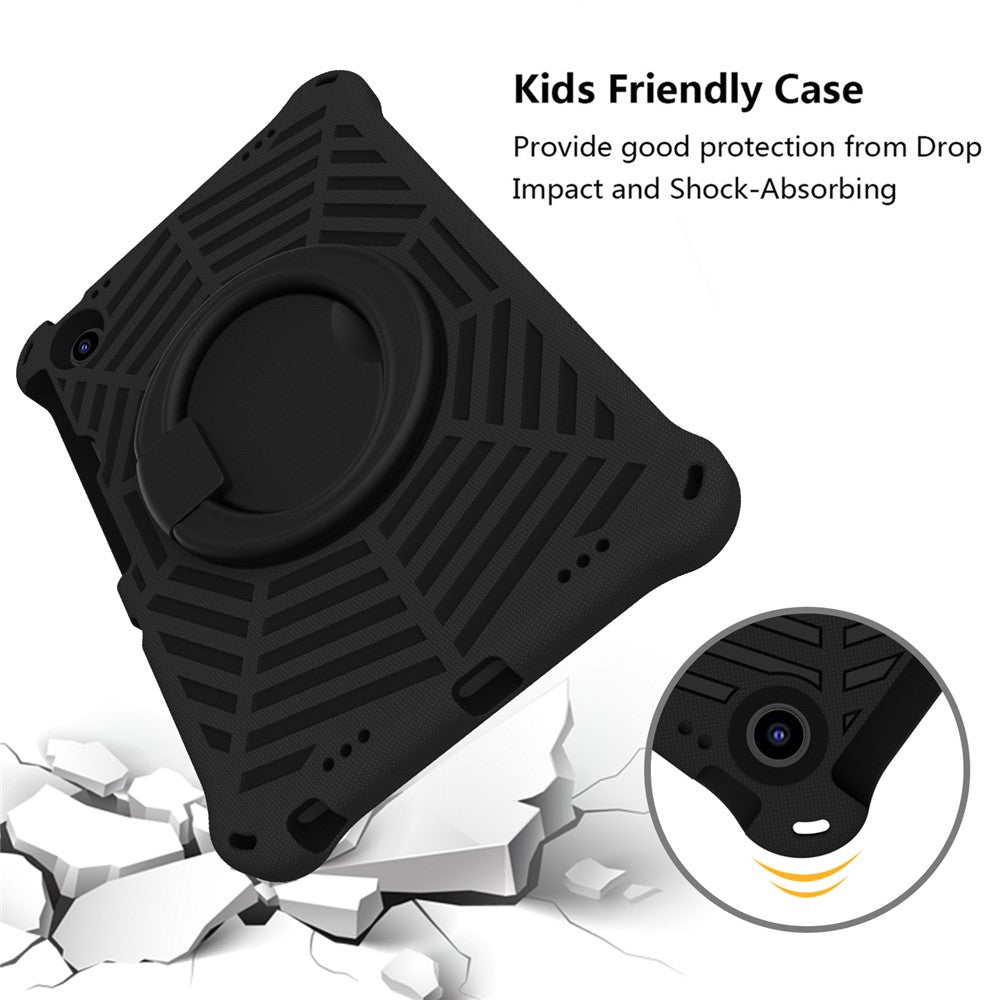For Lenovo Tab M10 Plus (3rd Gen) / Xiaoxin Pad 2022 10.6 inch Shockproof Spider Web Texture Tablet Cover Kickstand Hand Grip Tablet Case with Shoulder Strap