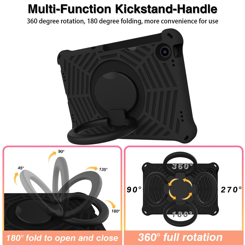 For Lenovo Tab M10 Plus (3rd Gen) / Xiaoxin Pad 2022 10.6 inch Shockproof Spider Web Texture Tablet Cover Kickstand Hand Grip Tablet Case with Shoulder Strap