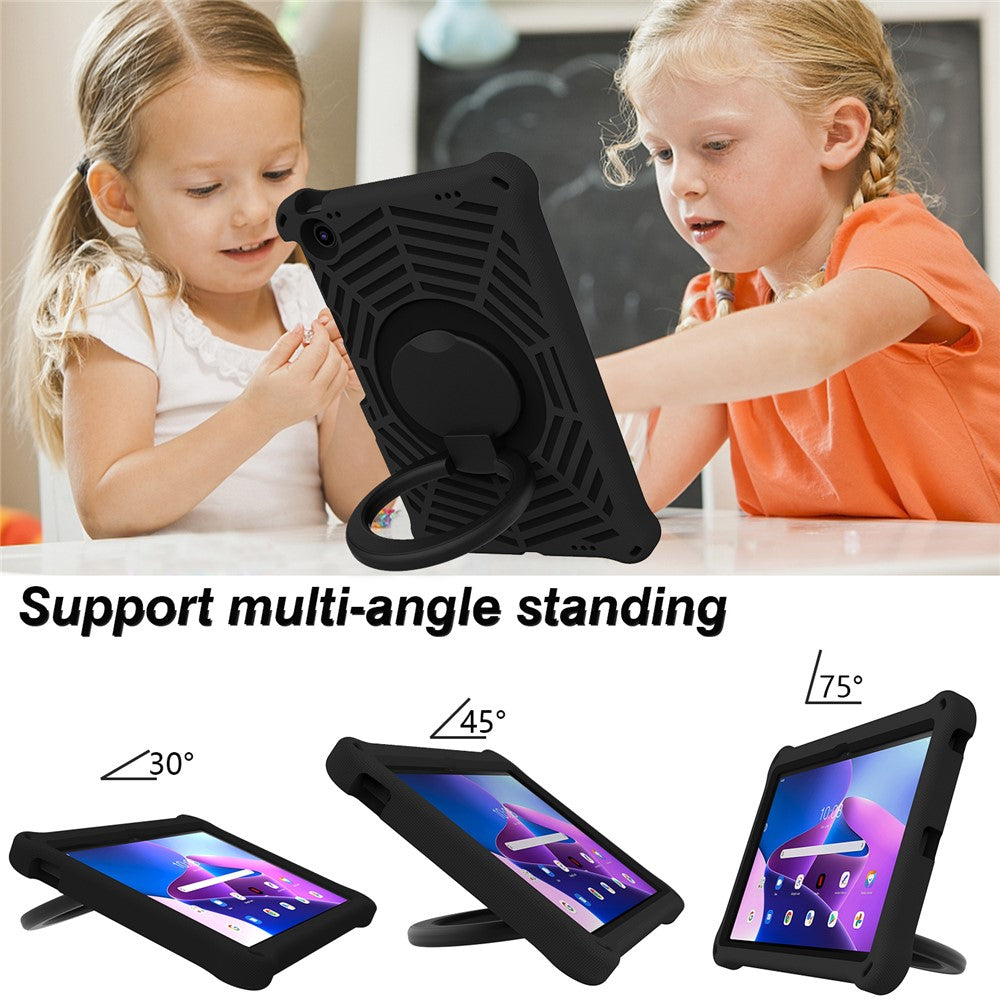 For Lenovo Tab M10 Plus (3rd Gen) / Xiaoxin Pad 2022 10.6 inch Shockproof Spider Web Texture Tablet Cover Kickstand Hand Grip Tablet Case with Shoulder Strap