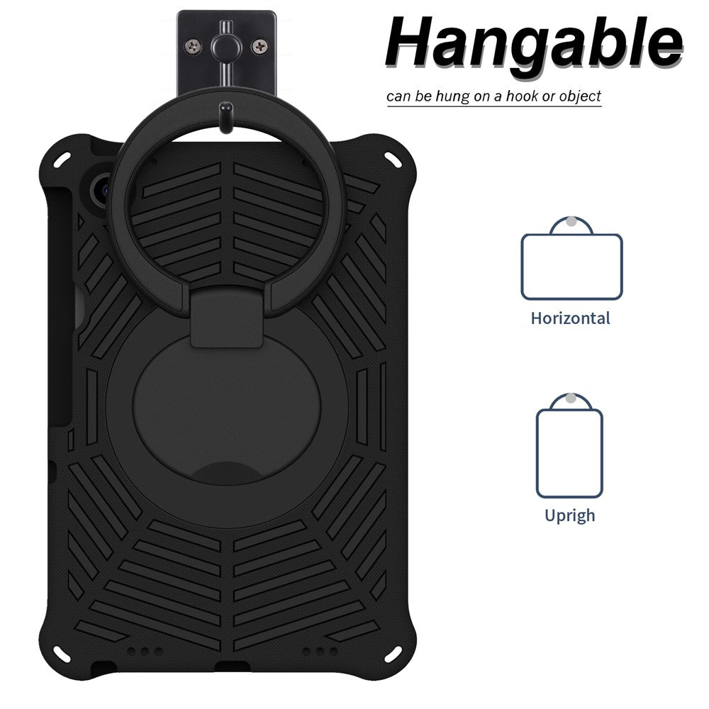 For Lenovo Tab M10 Plus (3rd Gen) / Xiaoxin Pad 2022 10.6 inch Shockproof Spider Web Texture Tablet Cover Kickstand Hand Grip Tablet Case with Shoulder Strap
