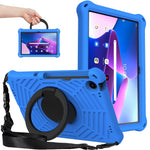 For Lenovo Tab M10 Plus (3rd Gen) / Xiaoxin Pad 2022 10.6 inch Shockproof Spider Web Texture Tablet Cover Kickstand Hand Grip Tablet Case with Shoulder Strap