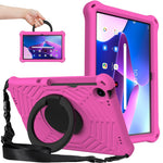 For Lenovo Tab M10 Plus (3rd Gen) / Xiaoxin Pad 2022 10.6 inch Shockproof Spider Web Texture Tablet Cover Kickstand Hand Grip Tablet Case with Shoulder Strap
