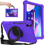 For Lenovo Tab M10 Plus (3rd Gen) / Xiaoxin Pad 2022 10.6 inch Shockproof Spider Web Texture Tablet Cover Kickstand Hand Grip Tablet Case with Shoulder Strap