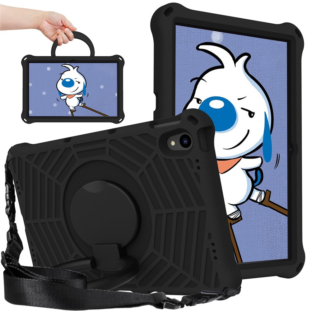 For Lenovo Tab P11 TB-J606F (11")  /  Tab P11 Plus Protective Kickstand Case Spider Web Texture Tablet Cover with Shoulder Strap