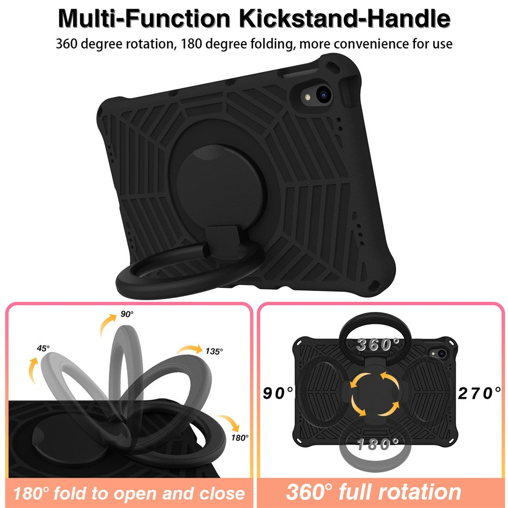 For Lenovo Tab P11 TB-J606F (11")  /  Tab P11 Plus Protective Kickstand Case Spider Web Texture Tablet Cover with Shoulder Strap
