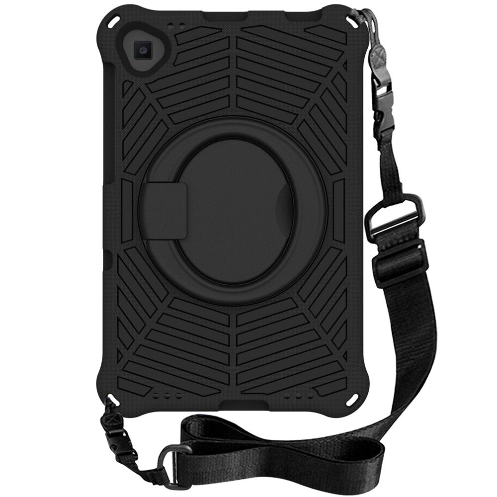 For Lenovo Tab M10 Plus / Tab M10 FHD Plus TB-X606F Spider Web Texture Rugged Protective Cover EVA Kickstand Hand Grip Kid-Proof Tablet Case with Shoulder Strap